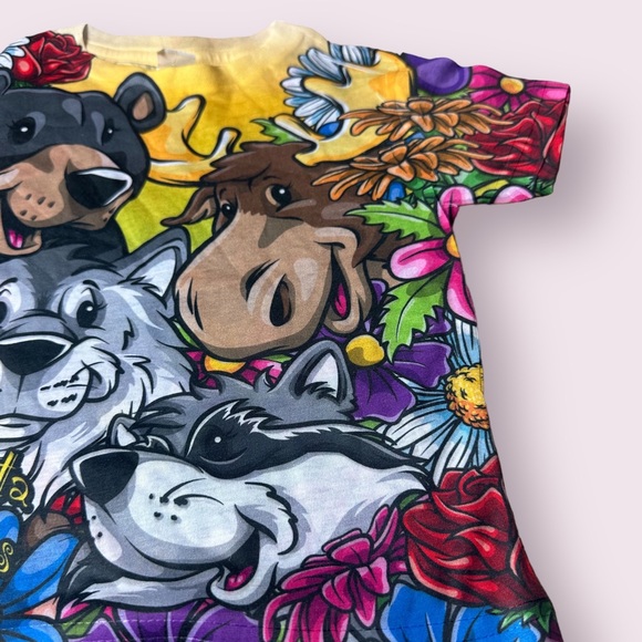 NWOT Toddler All Over Bright Graphic Print Animal Flower S/S Tee Shirt Size 3 - Picture 5 of 9